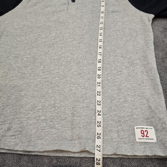 Abercrombie Fitch Shirt Mens Lge  Gray  Long Stripe Sleeve Athletic Dept Heavy - Picture 8 of 10